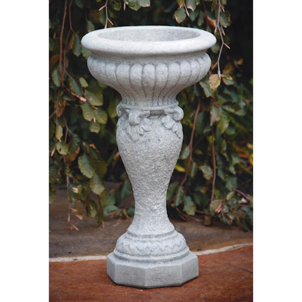 Concrete Fluted urn planter with drain hole - Stands 26 inches tall